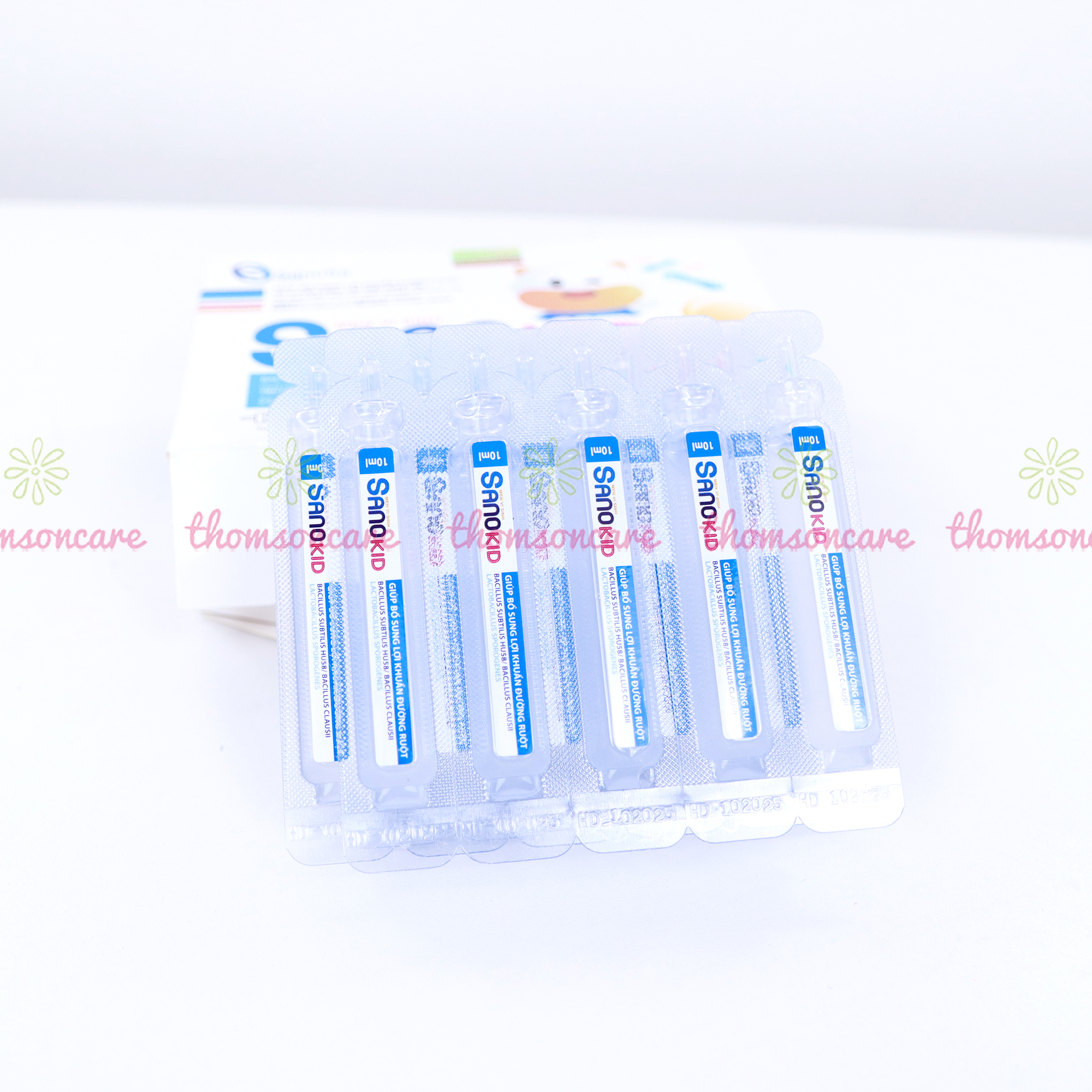 Men vi sinh Sanokid - Bổ sung lợi khuẩn đường ruột, ngăn ngừa tình trạng tiêu chảy, phân sống - Hộp 20 ống x 10ml Thomsoncare