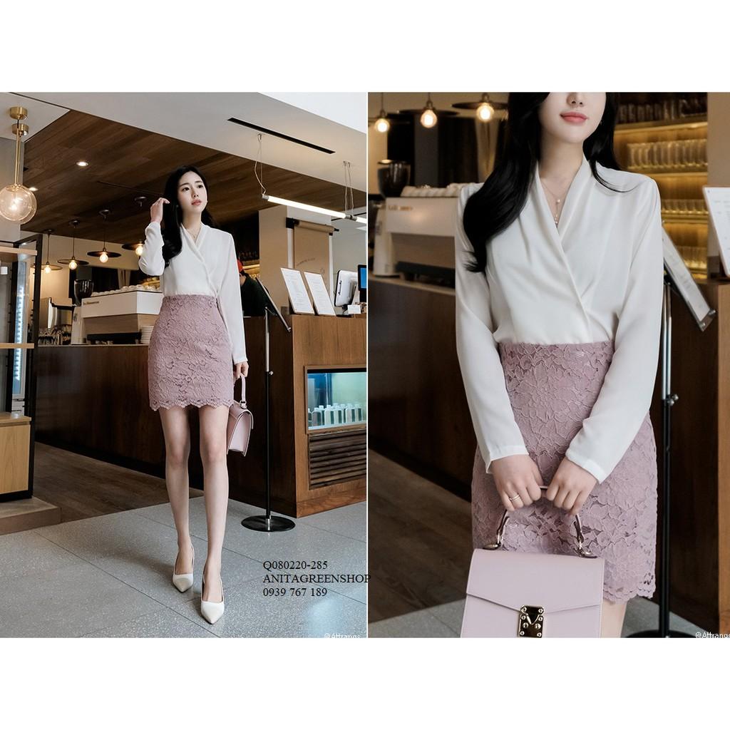 Q080220 ÁO KIỂU NỮ ĐẮP CHÉO TAY LOE