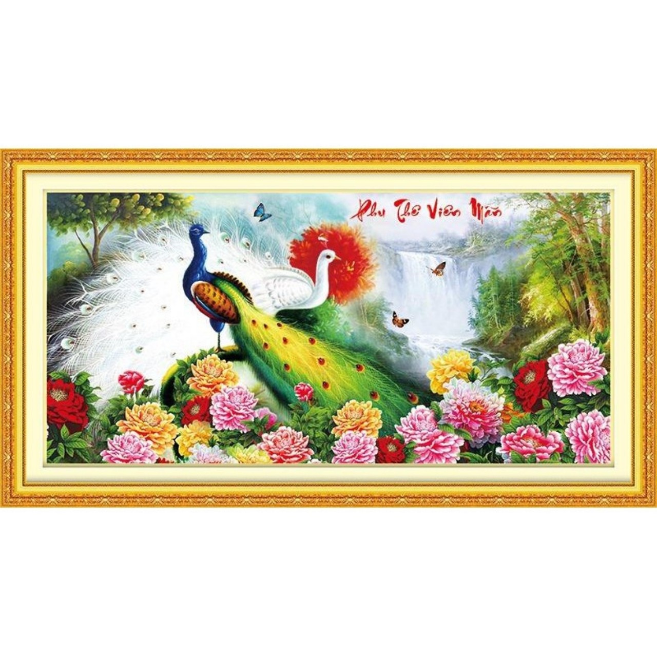 Tranh đính đá Phu thê viên mãn - chưa đính