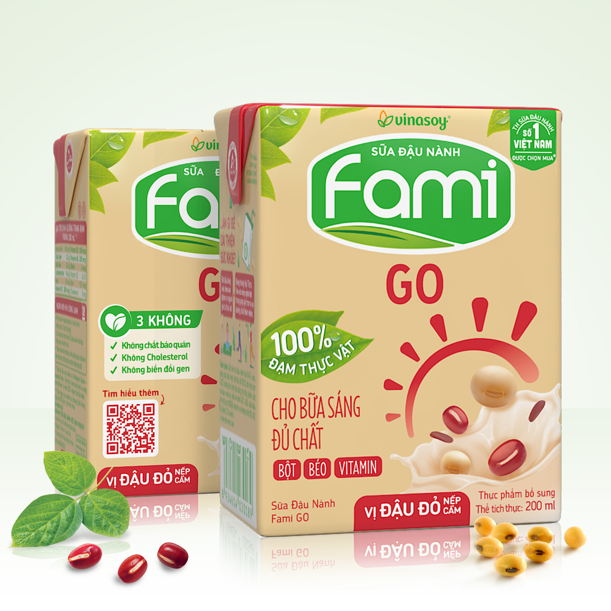 Thùng Sữa Đậu Nành Famigo Đậu Đỏ Nếp Cẩm (200ml x 36 Hộp)