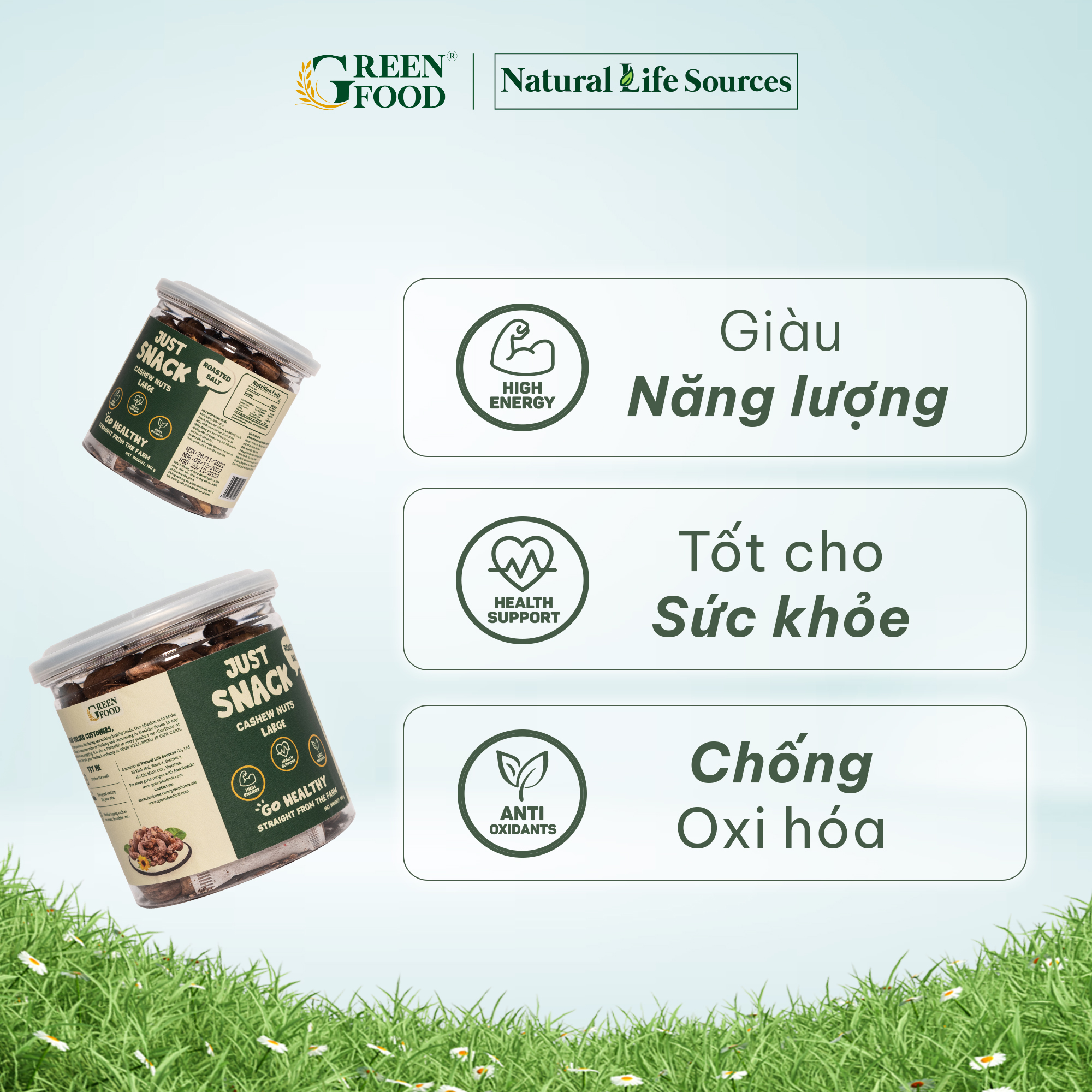 Hạt điều vỏ lụa rang muối Just Snack - 180g