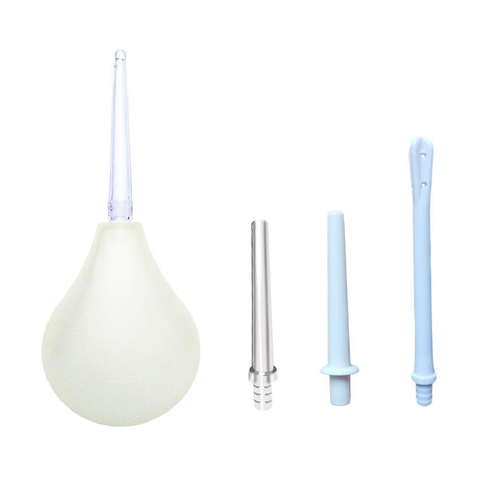 224ml Men Women Enema Bulb Clean Anal Silicone Douche with Nozzle Set White
