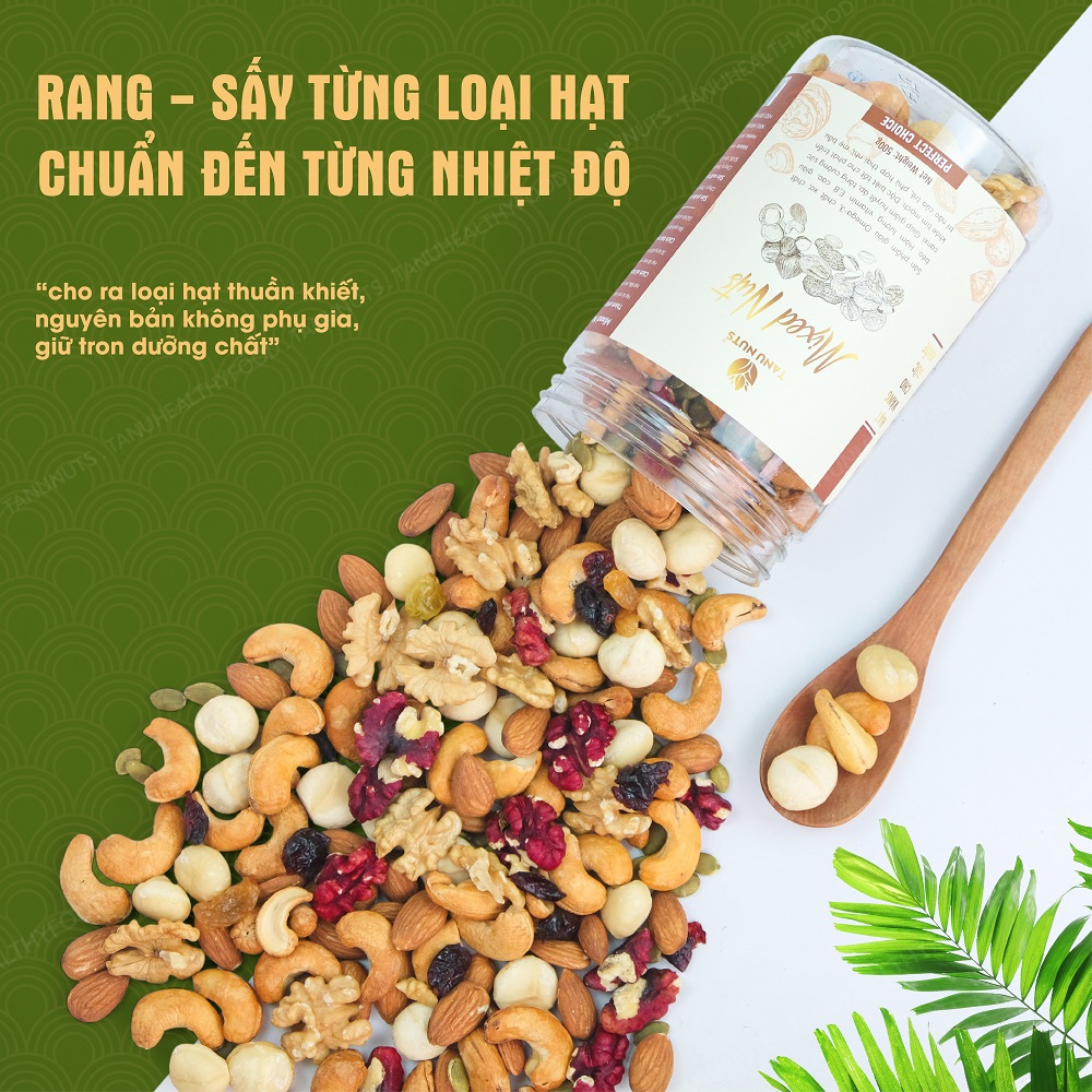 Hạt dinh dưỡng mix 8 loại TANU NUTS, ngũ cốc granola ăn kiêng giảm cân tốt cho người tập yoga, bà bầu