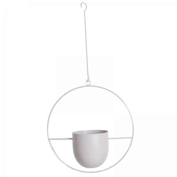 2- Metal Hanging Planter Pot Indoor Outdoor Flower Pot Plant Holder White