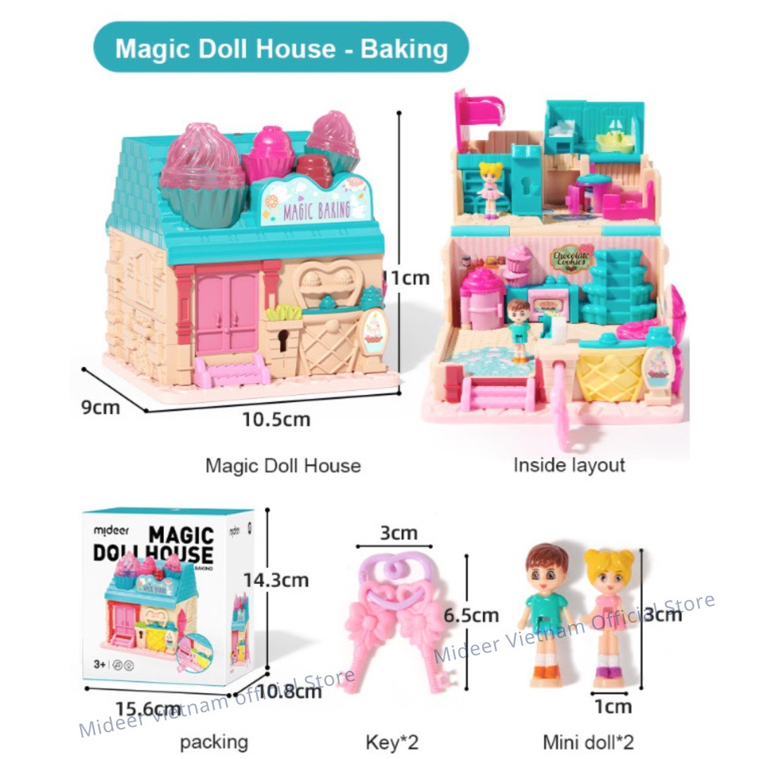 Ngôi nhà búp bê Mideer Magic Dollhouse,  mô hình mini có âm thanh cho bé 2,3,4,5,6 tuổi