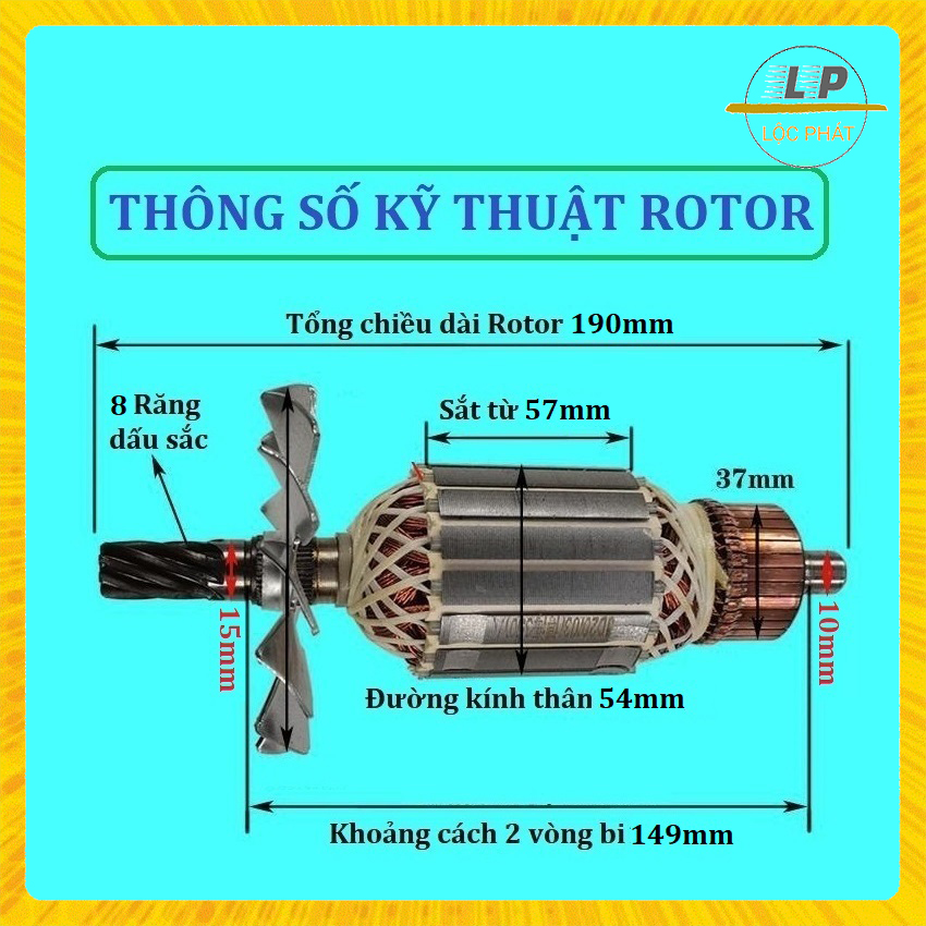 Rotor máy cắt sắt cho LG Nhông 8 Răng  - Nhông Có 2 loại răng dấu huyền và dấu sắc