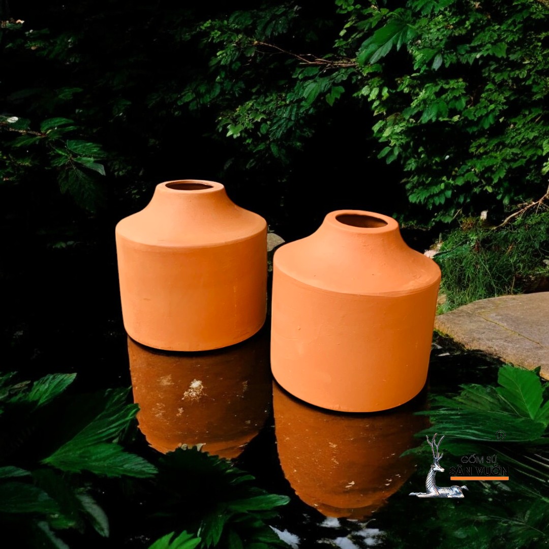 Bình Gốm Đất Nung Trồng Hoa Khô D4xH13cm