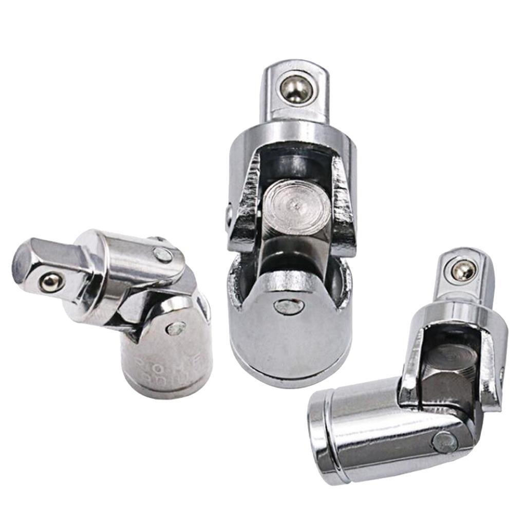 Universal Joint Set 4 Square Drive Ratchet Sockets Adapters 1/4" 3/8" 1/2"