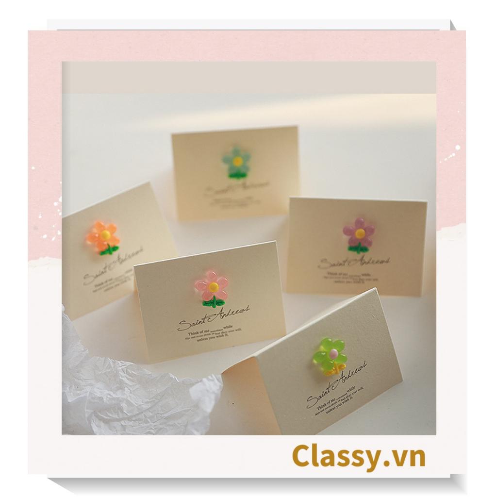 Thiệp chúc mừng Classy , thiệp đính hoa nhựa đẹp tinh tế, quà tặng sinh nhật, lễ hội Q1496