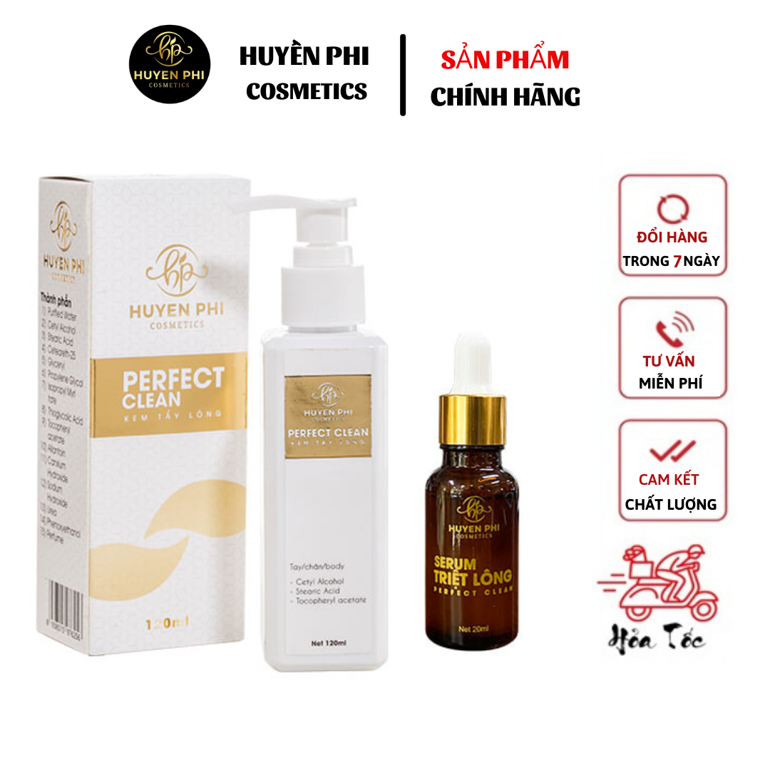 PERFECT CLEAN SERUM Kem Tẩy Lông Huyền Phi Triệt Tận Gốc Lông Tay Chân Bụng Bikini