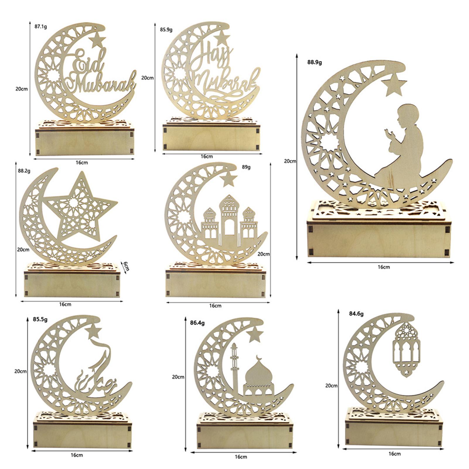 Đèn Ramadan bằng gỗ, hình mặt trăng dùng để trang trí nhà cửa, đèn ngủ, ...