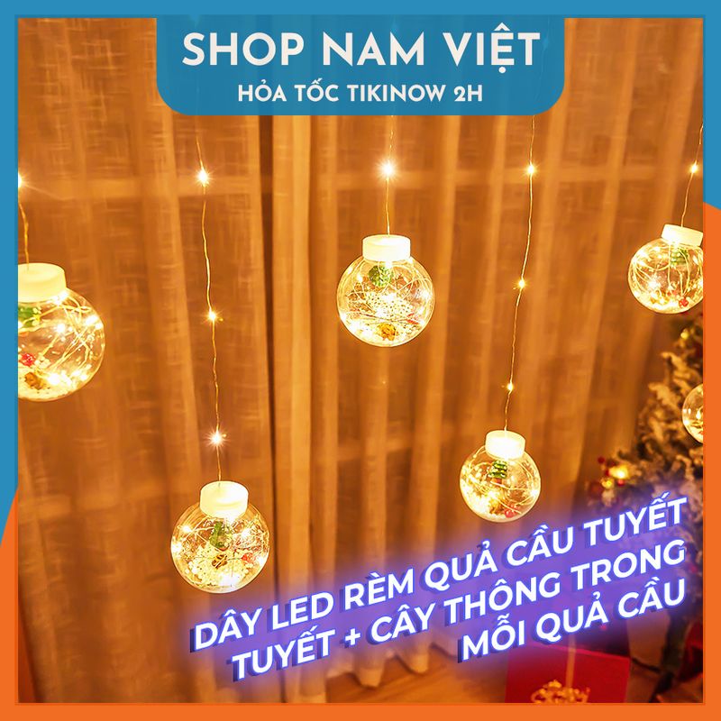 Dây Led Rèm Quả Cầu Tuyết Trang Trí Giáng Sinh, Noel - Chính Hãng NAVIVU