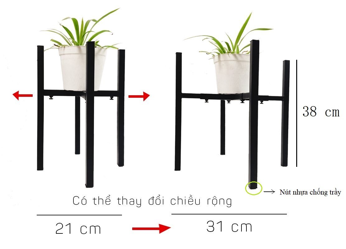 Đế đôn chậu cây thông minh bằng sắt sơn tĩnh điện, có thể thay đổi chiều rộng và chiều cao của đôn