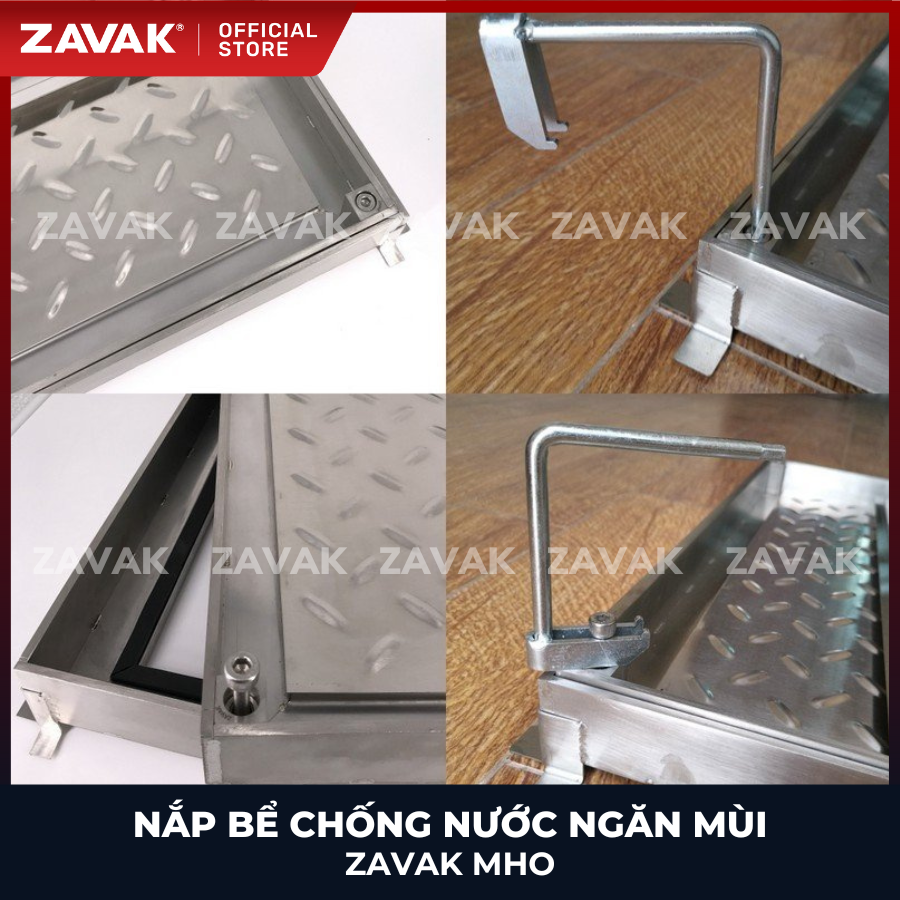 Nắp bể ngầm chống nước ngăn mùi inox ZAVAK MHO-80 / KT 80x80cm, lát gạch 1,5cm/ tải tối đa 450kg