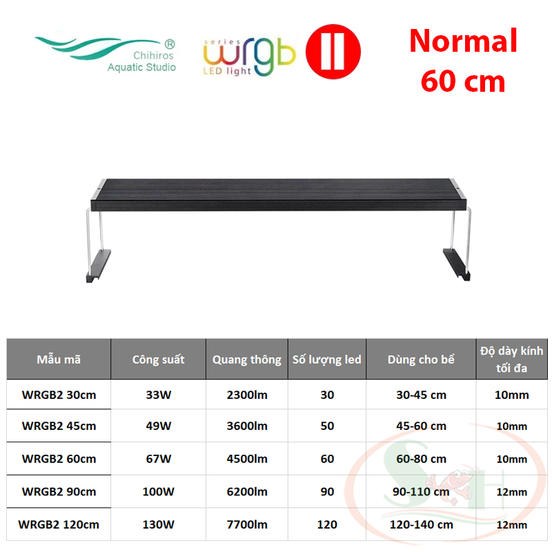 Đèn led Chihiros WRGB 2 Normal 30, 45, 60, 90, 120 cm wrgb2 quang phổ trồng cây bể thủy sinh cá tép