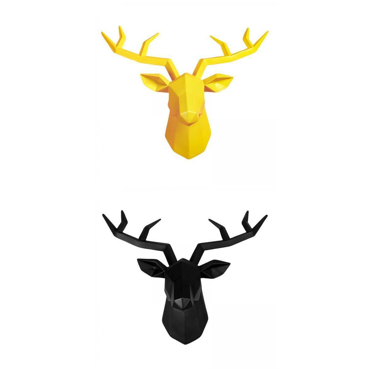 2x Resin Deer Head Sculpture Wall Mount Animal Statues Figurines Decor