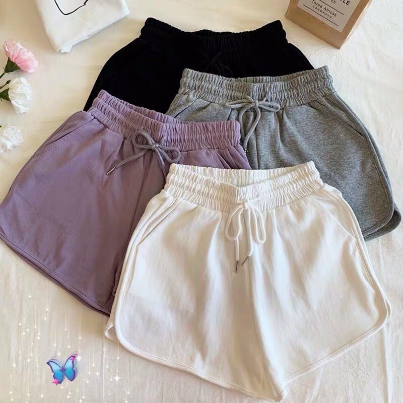 Quần đùi short nữ thun cotton 3 sọc viền thể thao bên hông co giãn thoải mái thich hợp mặc nhà, tập gym