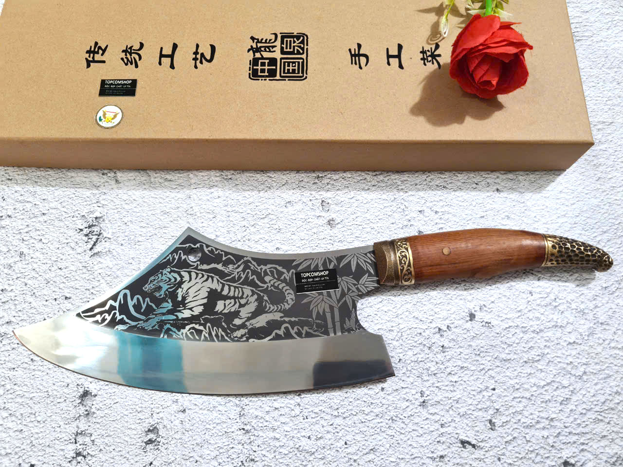 DAO BẾP - DAO THÁI CHẶT HOA VĂN HỔ DT150 ĐỘC 6996 topcomshop vn