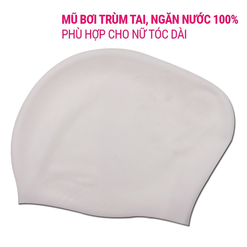 Mũ bơi người lớn chất liệu silicone cao cấp dododios dùng được cho nam, nữ ngăn nước, trùm được búi tóc dài - Mũ bơi trùm tai - Mũ bơi trùm búi tóc - Chính hãng dododios