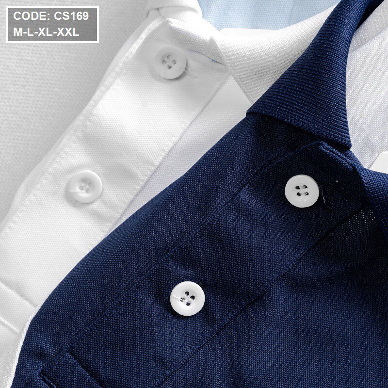 Áo thun nam tay ngắn cổ bẻ phối 2 màu thêu logo , chất liệu CS Poly mềm mịn, thấm hút mồ hôi SC0019