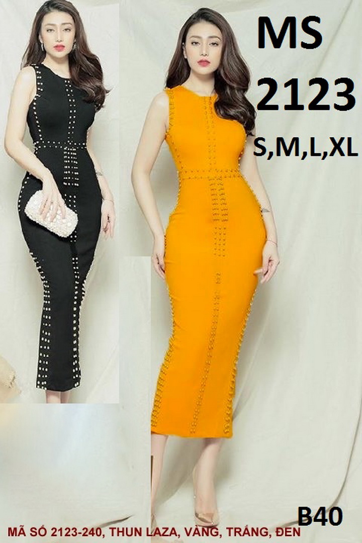 Đầm ôm thun Laza kết hạt đồng MS 21239