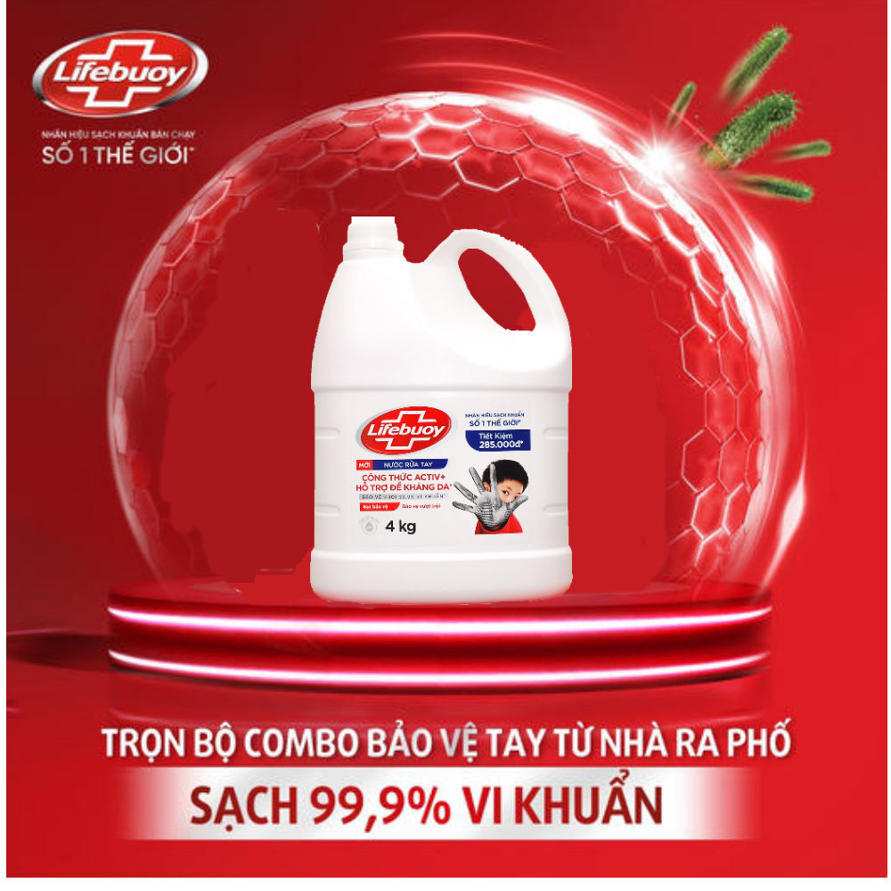 Nước rửa tay Lifebuoy Bảo Vệ Vượt Trội Bạc Bảo Vệ với Công thức Activ+ Mới