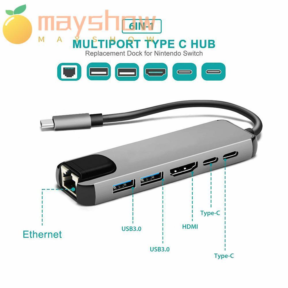 Bộ Chia Nhiều Cổng USB 3.1 Type-C Tốc Độ Cao RJ45 Gigabit Ethernet 6 Trong 1