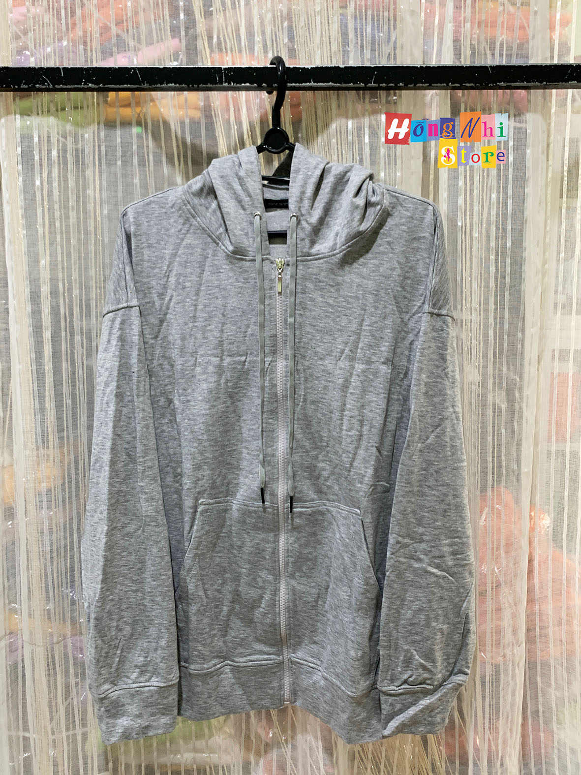 ÁO HOODIE ZIP UNISEX GREY - HOOODIE DÂY KÉO DÁNG RỘNG MÀU XÁM - MM