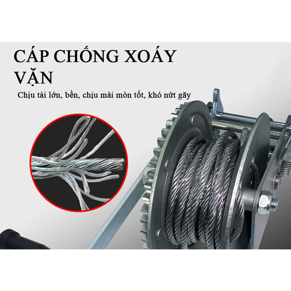 Tời Quay Tay ABG 2500LBS 1135Kg - Máy Tời Xây Dựng Xoay Cầm Tay Chuyên Dùng Để Nâng Hạ Hàng Hóa , Máy Móc - Loại 2 Chiều - Hàng Chính Hãng