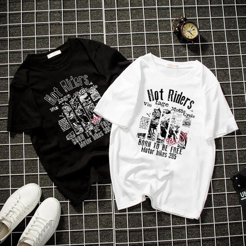 Áo thun unisex form rộng đồ họa chữ kiểu vải dày mịn 2019T1723