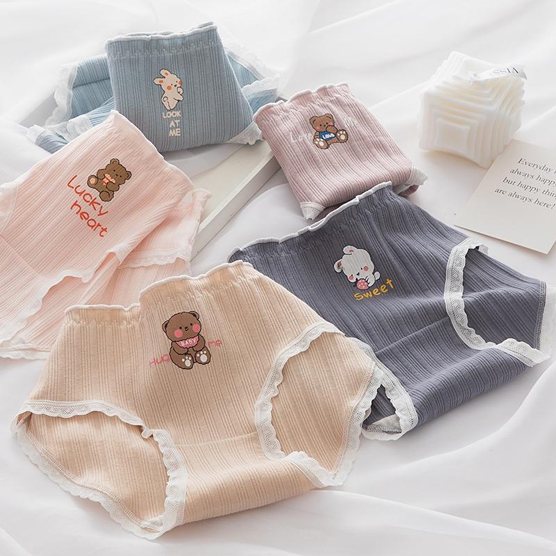 Quần lót nữ cotton gân tăm thỏ và gấu 2899