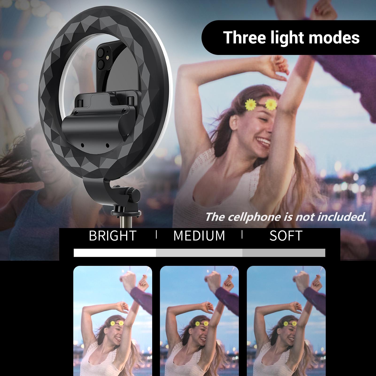 Gậy chụp ảnh tự sướng đa chức năng có thể mở rộng với ánh sáng vòng lớn 6 inch Nhiệt độ hai màu