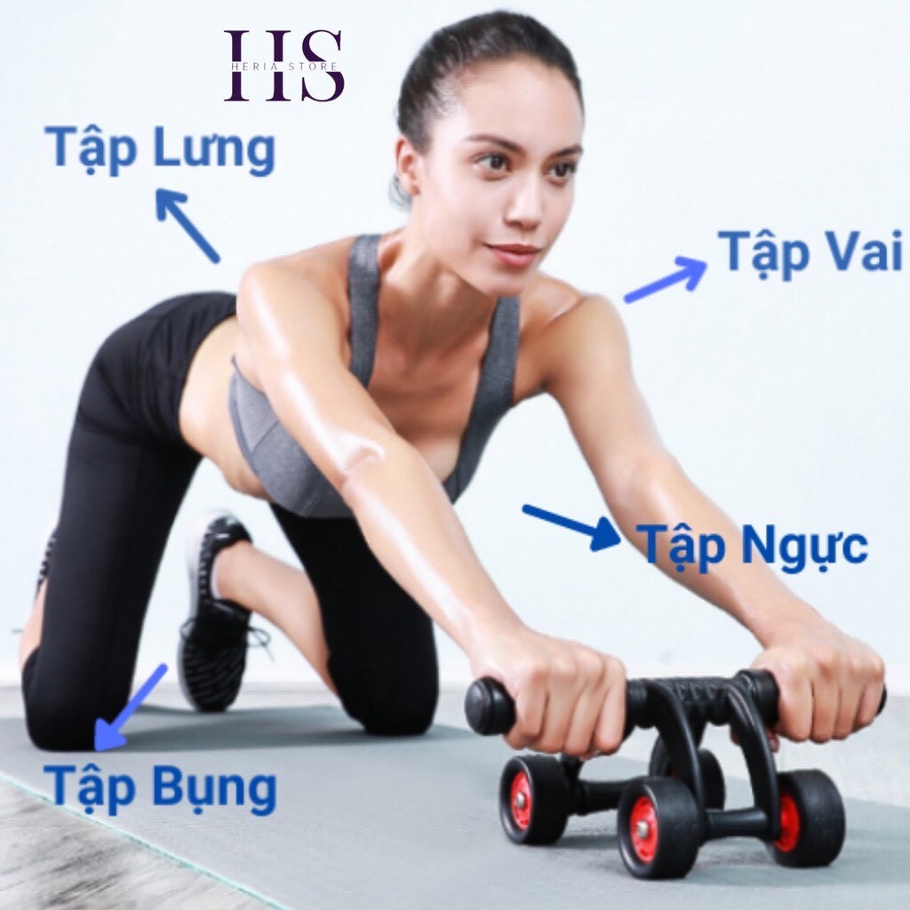 Con Lăn Tập Cơ Bụng 4 Bánh Chính Hãng