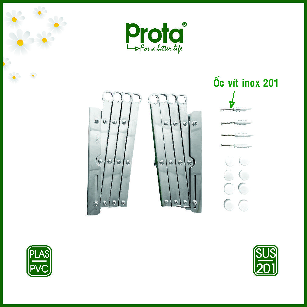[CHÍNH HÃNG] Pat xếp gắn tường 19mm inox cao cấp (không bao gồm ống inox) - Bào hành 12 tháng