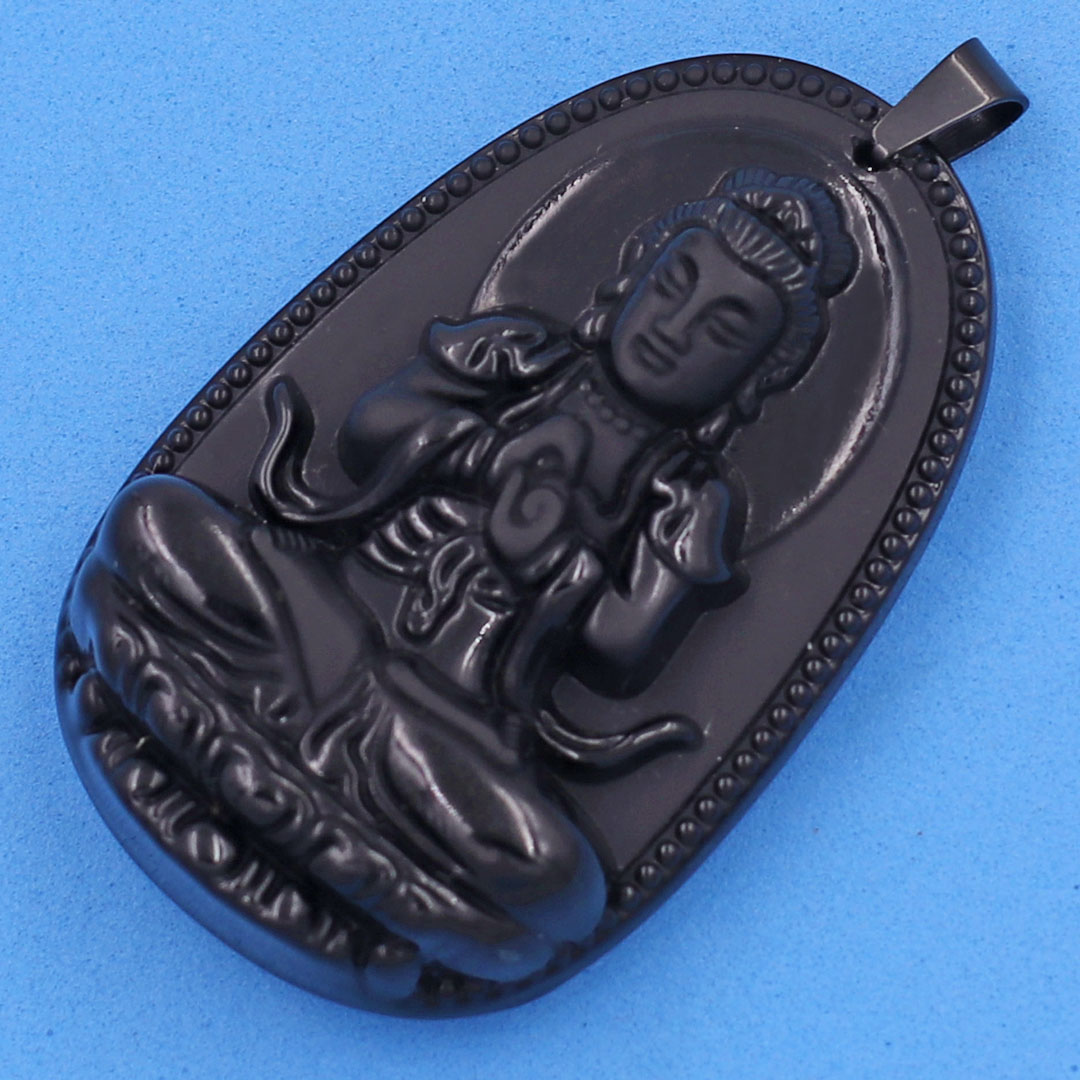 Mặt dây chuyền bồ tát Như lai Đại nhật đen 6 cm