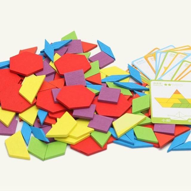 Combo 2 ghép hình Pattern Block 130 chi tiết gỗ ghép hình