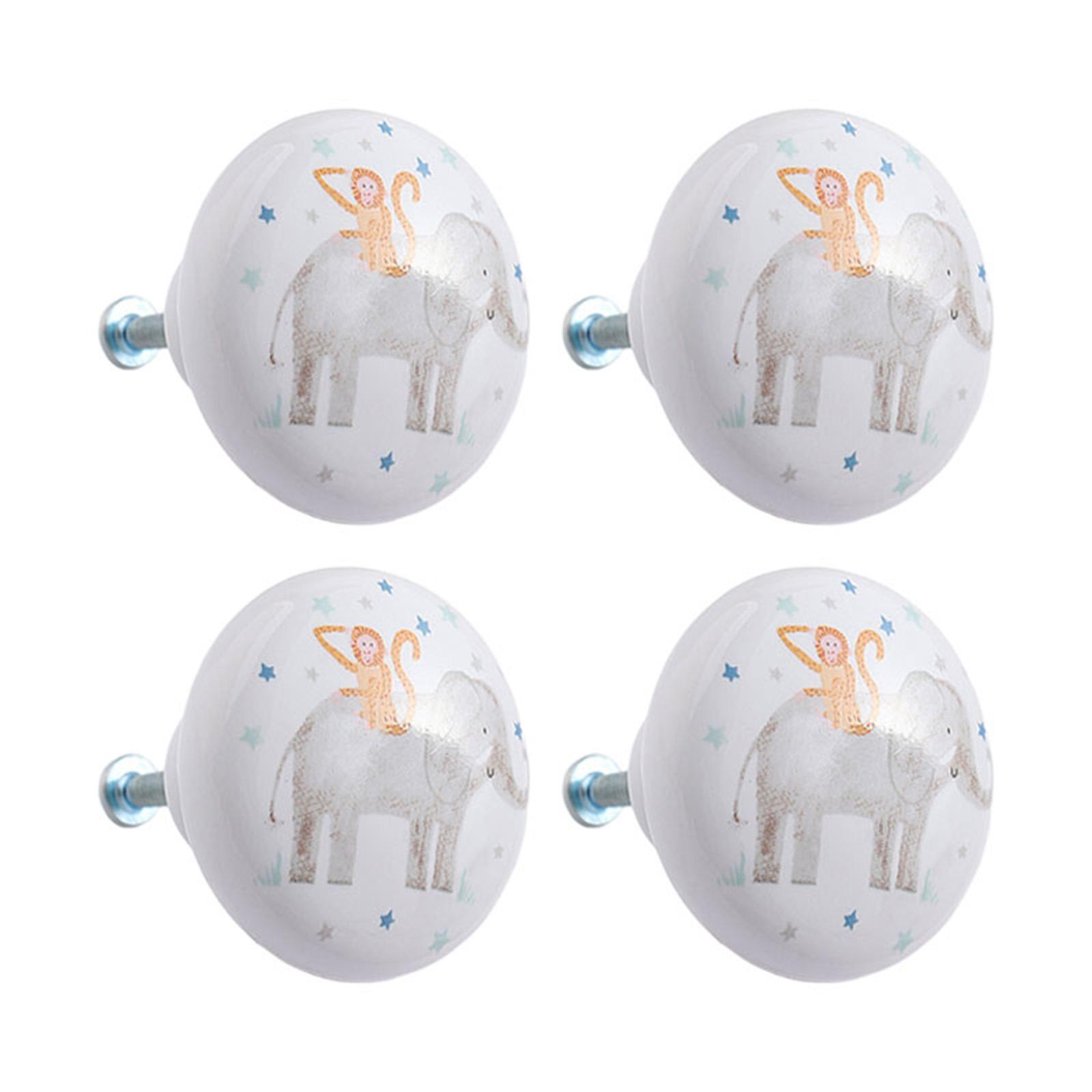 4Pcs Ceramic Drawer Knobs Cabinet Knobs for Furniture Cupboard Children Room