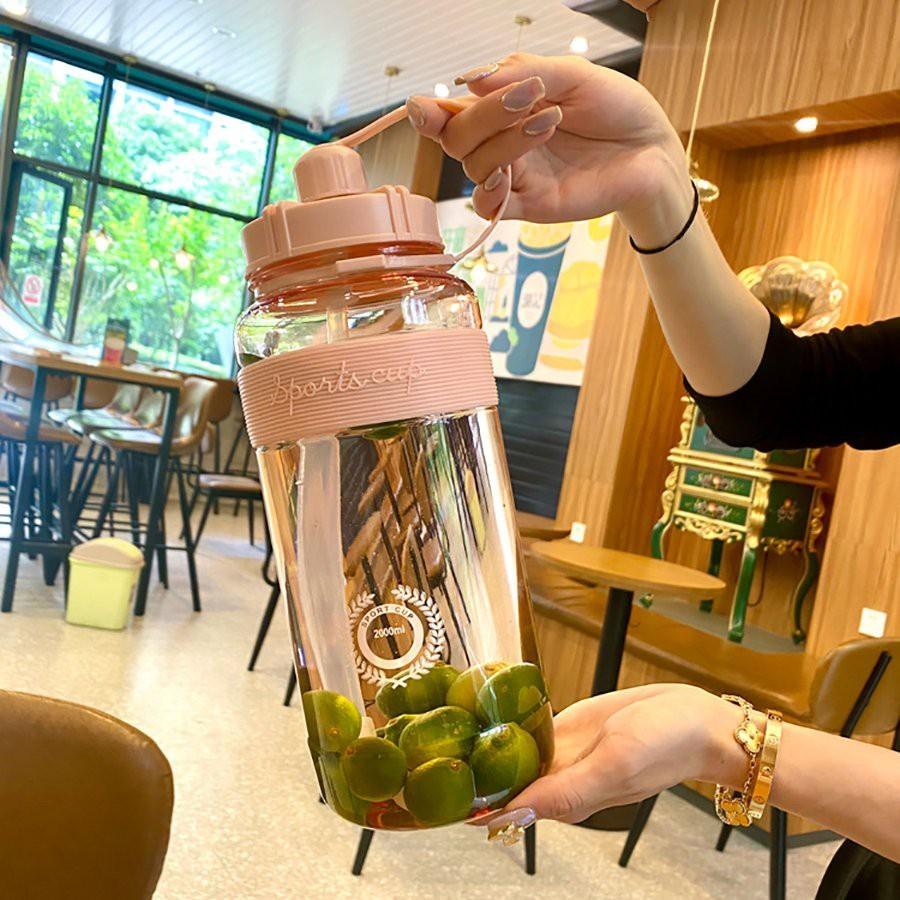 Bình nước cao cấp Sport Cup kèm dây đeo và ông hút dung tích 600ml, 1000ml, 2000ml tiện lợi- Bình đựng nước thể thao