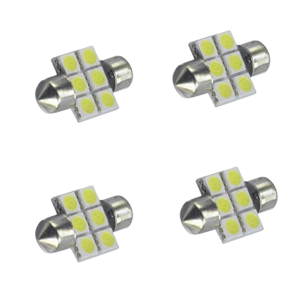 4pcs 31mm Length 6SMD 5050 LED Bulbs for  Dome Number Plate