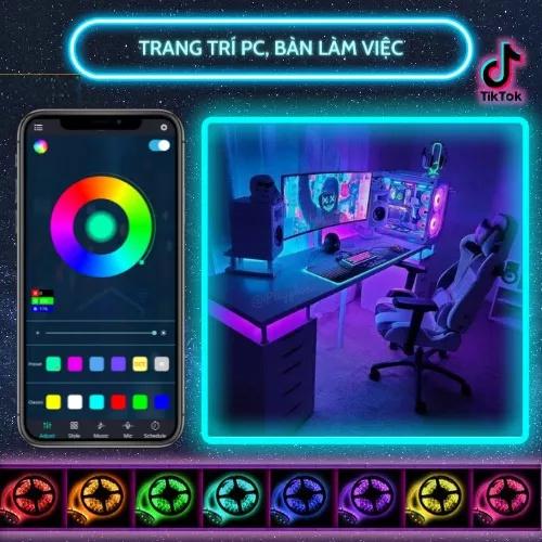 Đèn LED dây 5V dài 5m RGB 16 triệu màu điều khiển qua ĐIỆN THOẠI - CHỐNG NƯỚC IP65 - NHÁY THEO NHẠC kết nối bằng USB