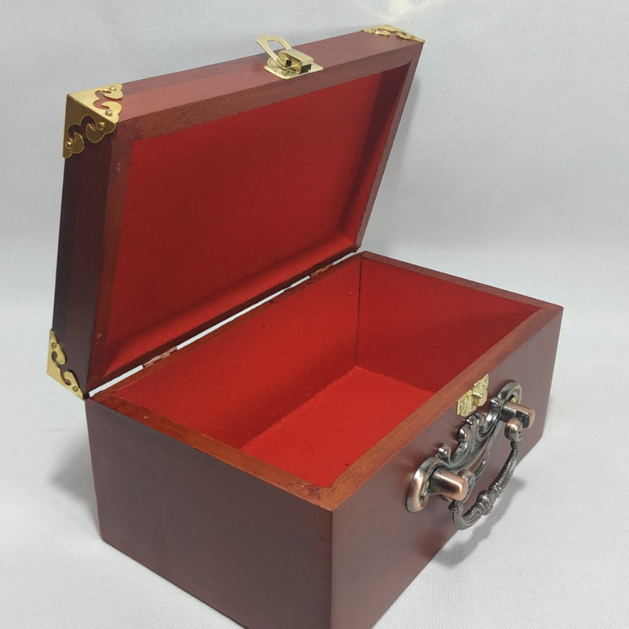 Hộp trang sức gỗ hương quai đồng mặt chữ thọ size 19cm