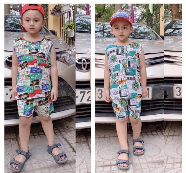 Bộ đồ lanh size đại sát nách bé trai