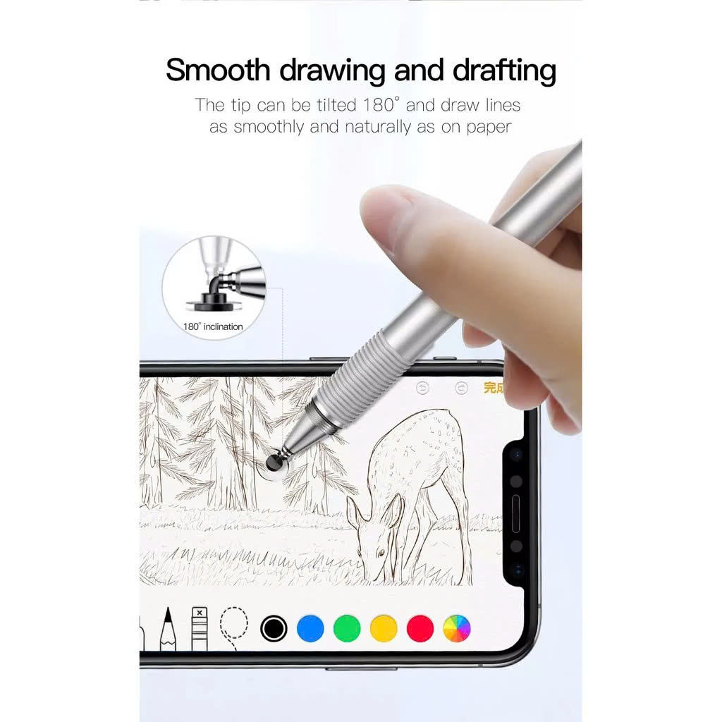 Bút Cảm Ứng Điện Dung 2 Trong 1 Cho Smartphone Tablet IPad - Màu Ngẫu Nhiên - Hàng Nhập Khẩu