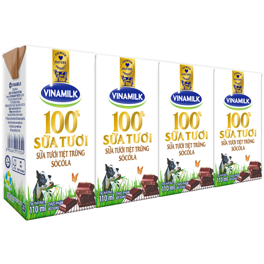 Thùng 48 Hộp Sữa Tươi Tiệt Trùng Vinamilk 100% Sôcôla (110ml / Hộp)