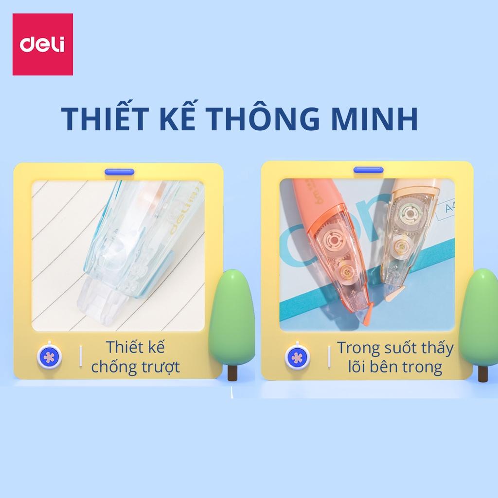 Bút Xóa Giấy Bút Xoá Keo Băng Xoá Cao Cấp Học Sinh Văn Phòng 6M Deli - Tiện Dụng Xoá Sạch - VR10-6