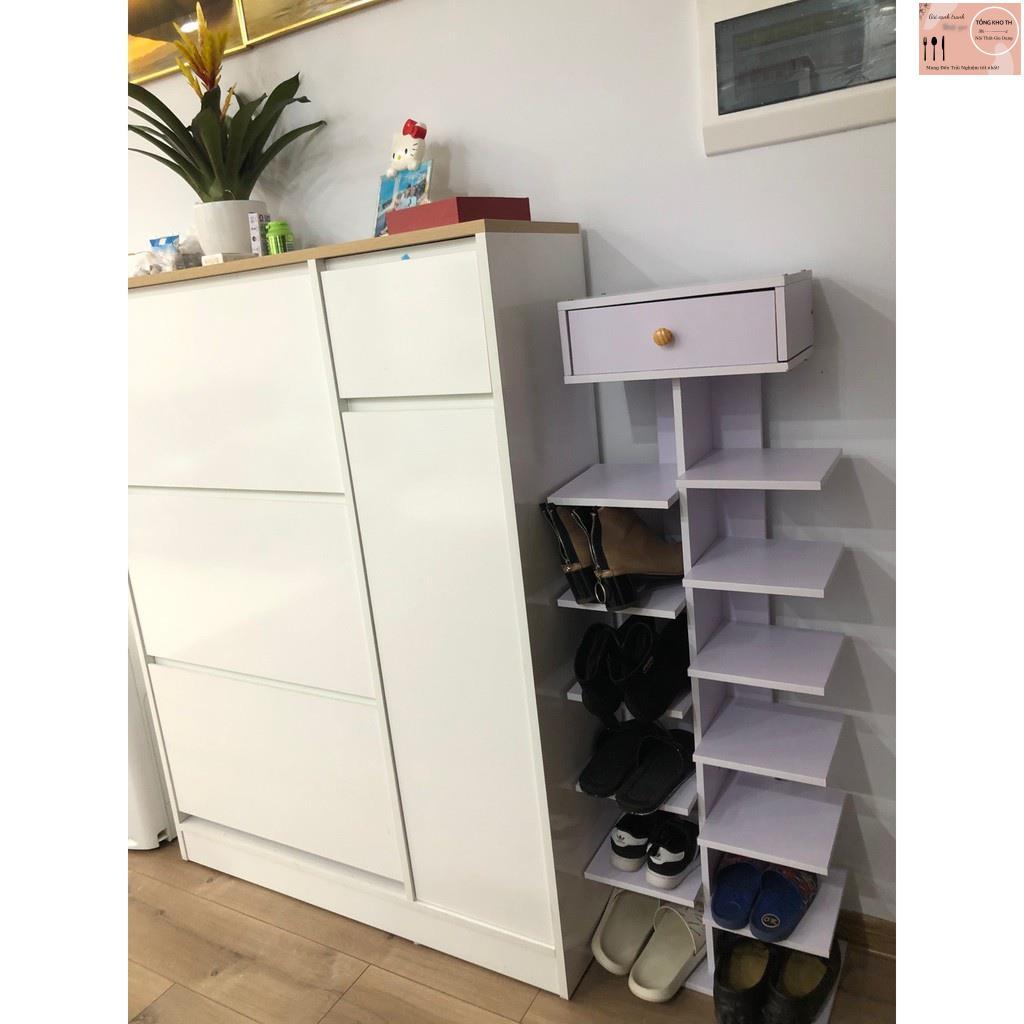 Kệ để giày dép gỗ thông minh, Kệ để giày có ngăn kéo, Tủ để giày 7 tầng bằng gỗ