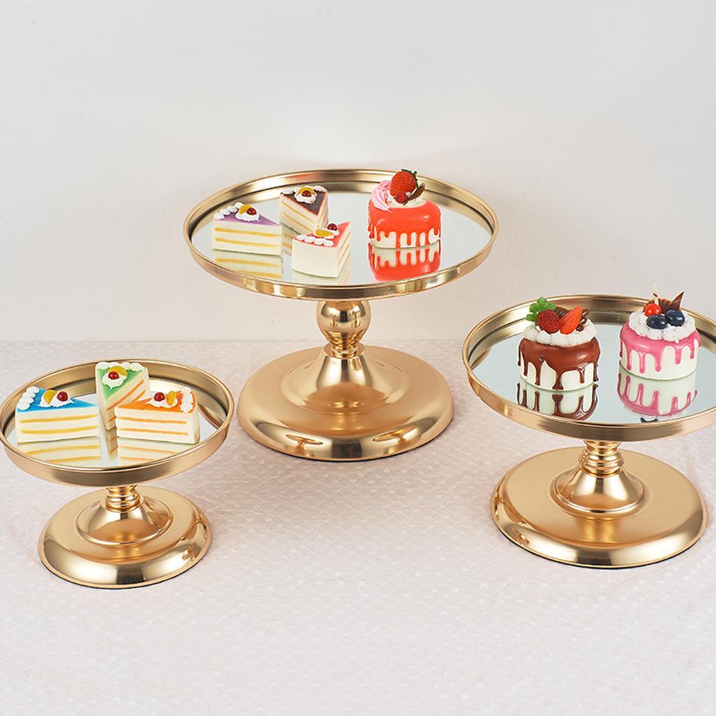 2x Iron Round Cake Stand Cupcake Pedestal Dessert Holder Party Decor Golden