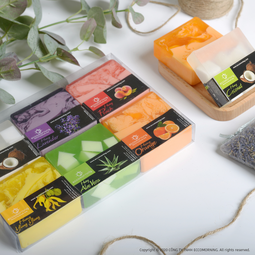 Hộp Quà 6 Xà Bông Thiên Nhiên Handmade eccomorning Hình Vuông - Soap Gift Set 6pcs