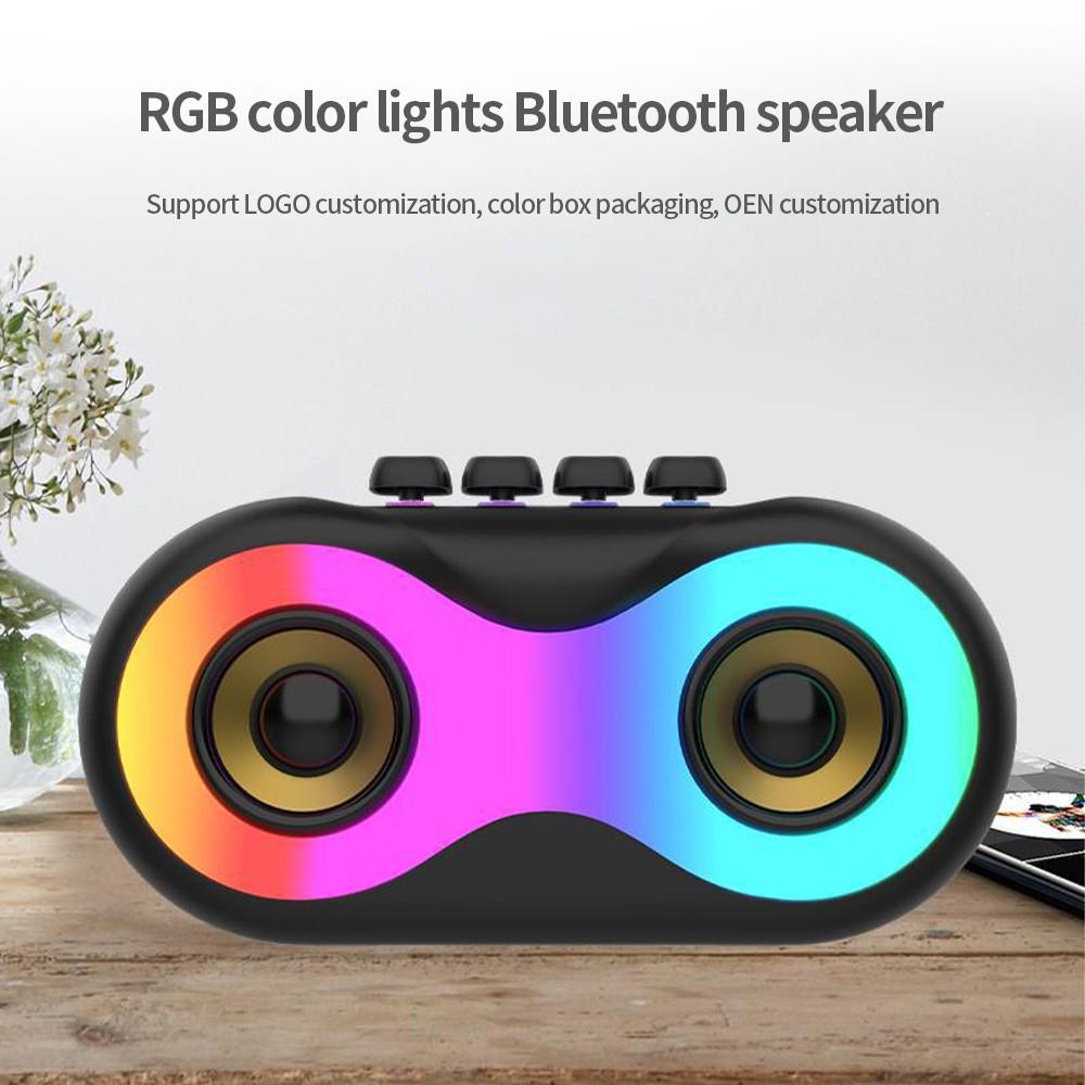 Loa Bluetooth 5.3 Đèn màu RGB Loa bao quanh Loa gia đình Loa siêu trầm đôi còi 14W di động với Loa siêu trầm TF AUX USB Màu sắc: Bạc