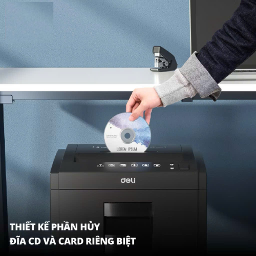 Máy Hủy Tài Liệu Deli 23 Lít ET054 Công Suất Lớn 180W Hủy Giấy Tờ Card Cho Doanh Nghiệp Văn Phòng